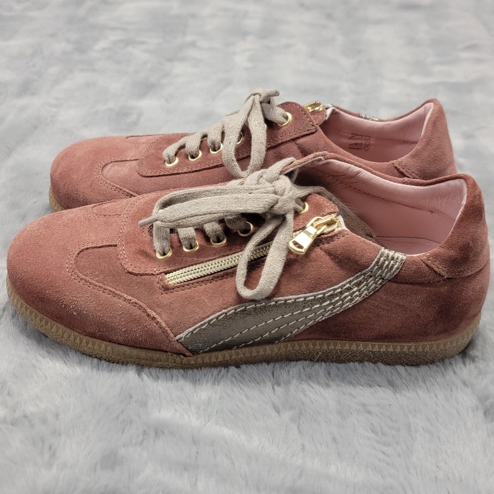Sole Bliss Shoes Womens US 8.5 Pink Suede Zip Lace Up Walking Italy Sneakers